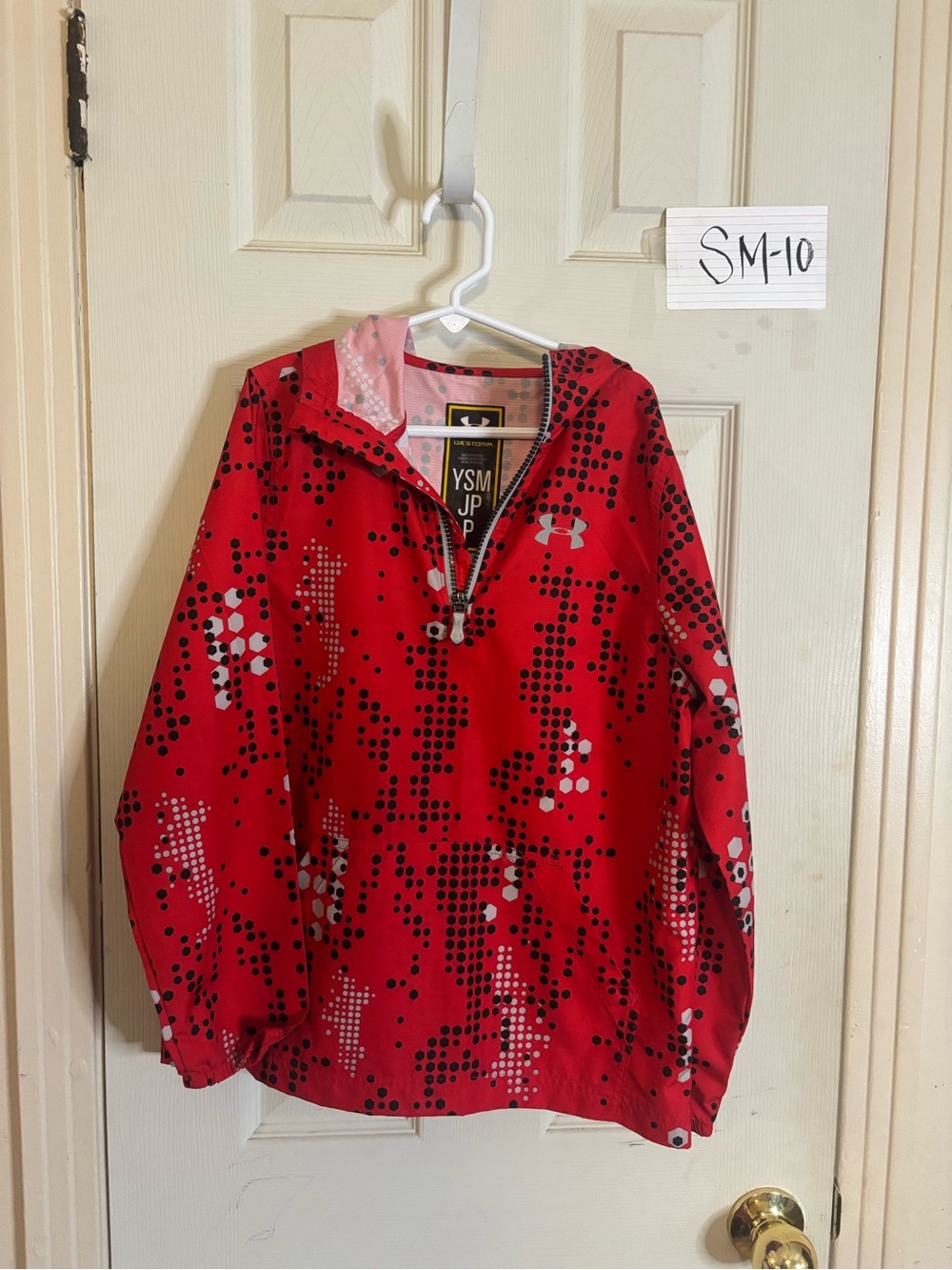 Under Armour Red and Black Dot-Print Kids Pullover Rain Jacket
